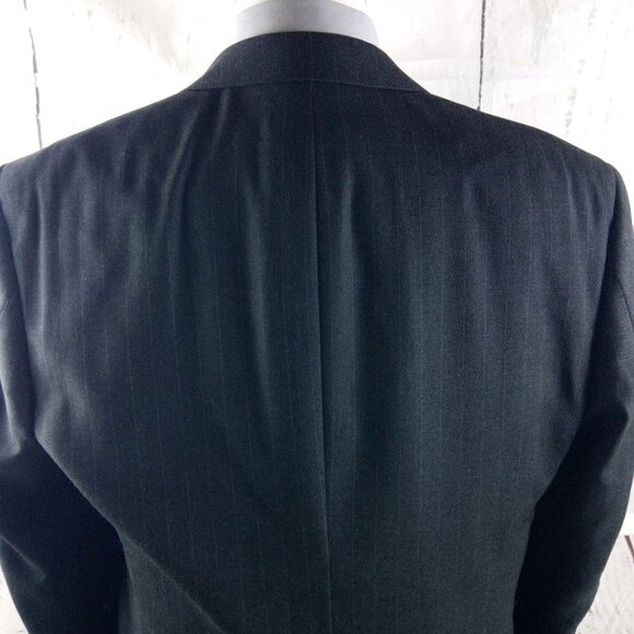 Bill Blass Studio 42R Super 100s 2 Button Charcoal Gray Striped 2pc Suit 37x31 - Picture 8 of 16